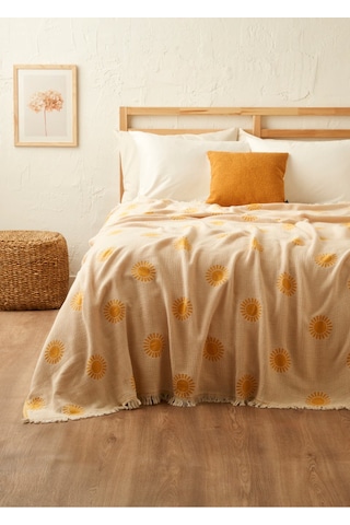Bella Maison Sunny Pamuklu Çift Kişilik Yatak Örtüsü Sarı 200x220 Cm Sarı