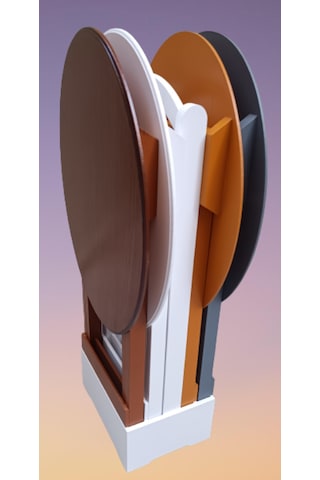 Çanta Zigon Sehpa Oval Dörtlü Model Ahşap Mdf Gri,ceviz,beyaz Ve Hardal Renk Uyumu El Yapımı