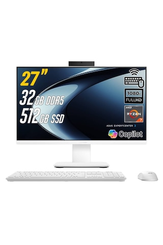 Asus ExpertCenter P600 PM670KA-WPE0120 Ryzen AI 7 350 32 GB 512 GB 27" Free Dos AIO Masaüstü Bilgisayar