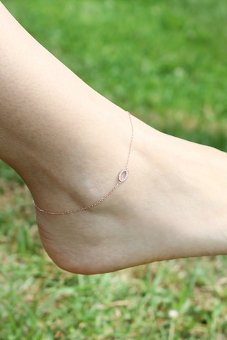 Argentum Concept Zirkon Taşlı 925 Ayar Gümüş Elips Halhal - H001301 Pembe