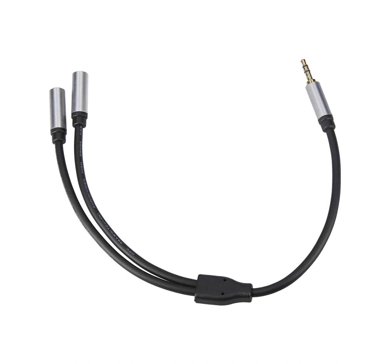 Geeroyoo 3.5mm Erkekden Çift 3.5mm Dişeye Ses Kablosu - 0.3m Siyah Kulaklık Bölücü