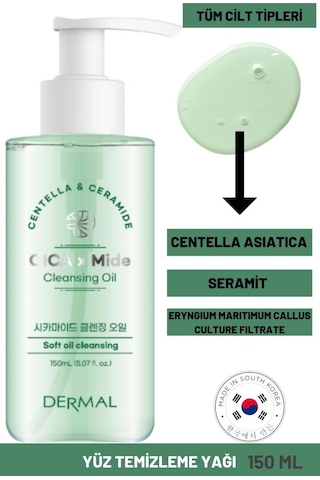 Dermal Cıca x Mide Cleanser Oil Centella Asiatica ve Seramid Özlü Temizleme Yağı 150 ML