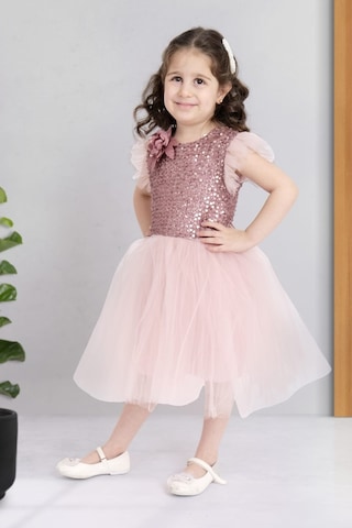 Tüllü Kız Çocuk Kpl Elbise Mnk0526 Pembe