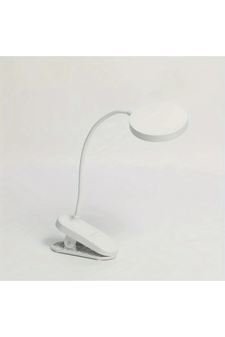 Boatshop1 1pc Usb Şarj Edilebilir Dokunmatik Kontrollü Led Masa Lambası Ayarlanabilir Parlaklık Göz Koruma Okuma Lambası Beyaz Plastik Taban Klipsli Ev Ve Ofis İçin Ahşap