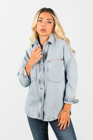 Oversize Kadın Jean Ceket Effect Mavi