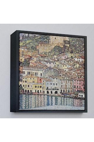 Çerçeveli Gustav Klimt Garda Denizi Tablosu - Malcesine Am Gardasee-8344
