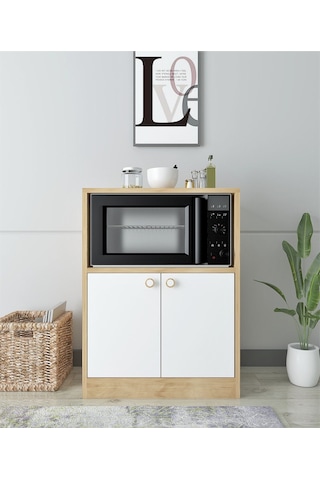 Floradesign Wen80 Çok Amaçlı Dolap /fırın Dolabı /mutfak Organizeri Meşe+beyaz