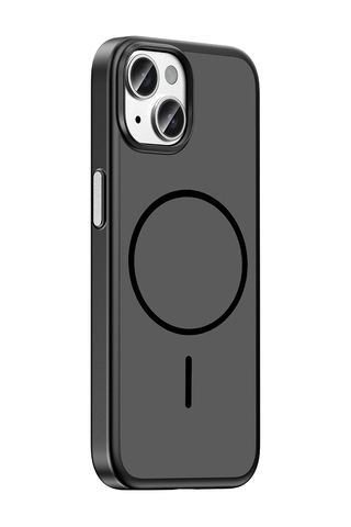Apple iPhone Uyumlu 15 Kılıf Magsafe Şarj Özellikli Ultra İnce Mat Soft Lora Pc Kapak Siyah