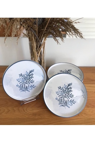 Pasta Tabağı Stackable 21 cm Mat Çiçek Desen 19862