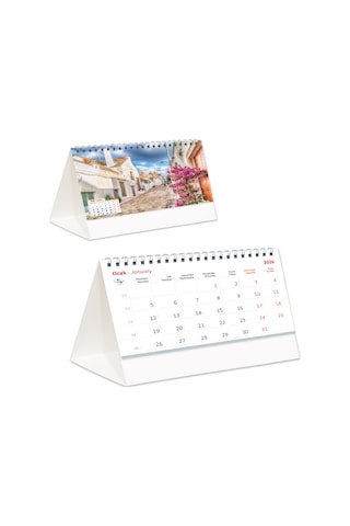 2026 Sokaklar Piramit Masa Takvimi Masaüstü Takvim 21X17 Cm