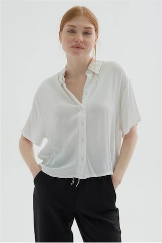 Fashion Friends Kadın Crop Gömlek 24y0571k1-17726 001