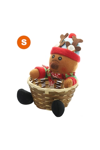 Teltree Noel Şeker Saklama Sepeti - Bambu Ve Kumaş Çocuklar İçin Hediye Ve Dekorasyon Diğer