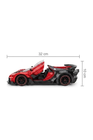 1:12 Ölçek 8 Fonksiyonlu Bugetti Chiron Tasarımlı Duman Efektli Uzaktan Kumandalı Yarış Arabası Kırmızı