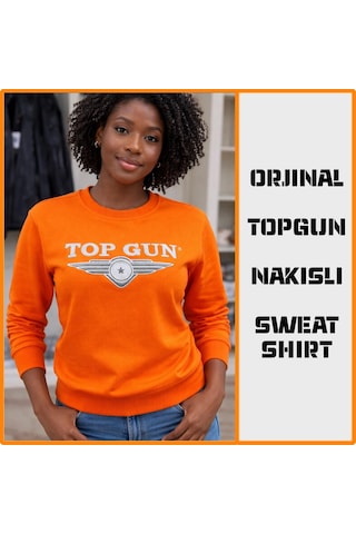 Top Gun Nakıslı Sweat Turuncu Turuncu