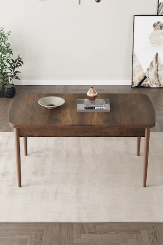 Zümra Serisi, Barok Ahşap Desen 80x132 Açılabilir Mdf Mutfak Masası Takımı 6 Adet Sandalye, Siyah