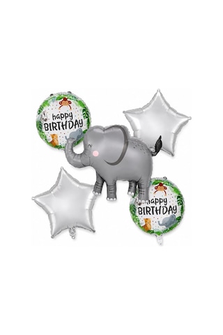 Vıp Yüksek Kalite 15 Adet Fil Safari Konsept Folyo Balon Seti Fil Folyo Balon Fil Doğum Günü Balonu Renkli