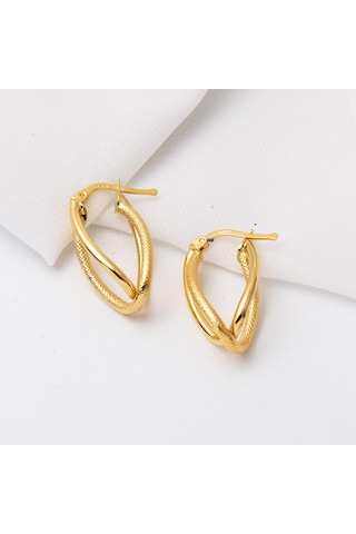 2,5 cm Çaplı 14 Ayar Asimetrik Altın Küpe KPDLY14K21909