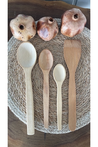 4'lü Ahşap Tahta Kaşık