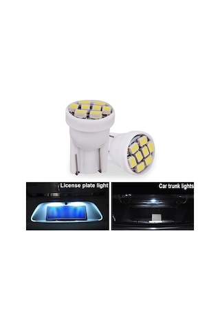 2 Adet Beyaz Renk - Mini Dipsiz Led Park Ampulü T10 - Her Araca U
