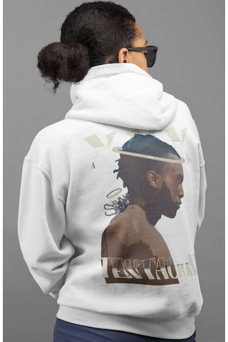 Sevbano X Tentacion Rapper Şarkıcı Sırt Baskılı Unisex Oversize Penye Hoo beyaz