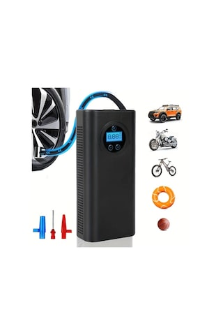 Boatshop1 Taşınabilir Usb Dijital Ekranlı Şişirici Hava Kompresörü 3000mah Kablosuz Şarj Motosiklet Araba Lastik Pompası