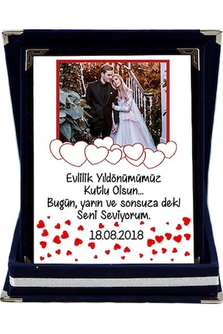 Evlilik Yıl Dönümü Hediyesi Fotoğraflı Kişiye Özel Plaket