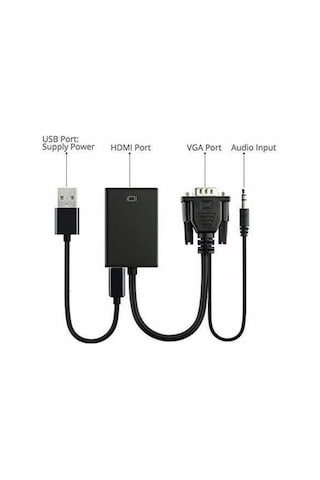 Vga To Hdmi Çevirici Dönüştürücü Adaptör Kablosu