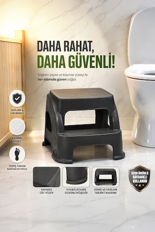 Porsima Ak-642 Basamaklı Tabure Merdiven Çocuk Taburesi Bitter