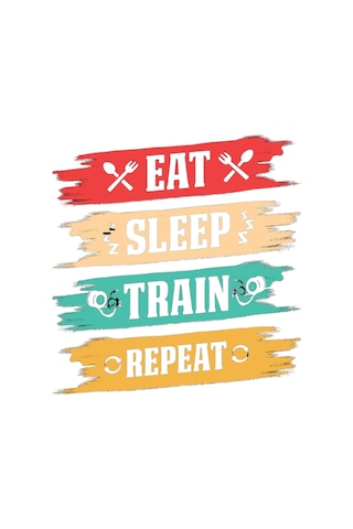 Maki Home Makiteks Siyah Pamuklu Unisex Cepli Kapüşonlu Rahat Kesim Eat Sleep Train Repeat Baskılı Sweatshirt SiYAH
