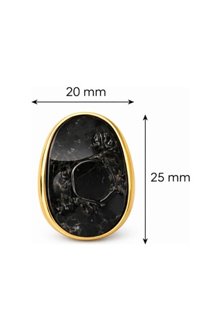 Siyah Oval Taşlı Gold Çerçeve Küpe Diğer