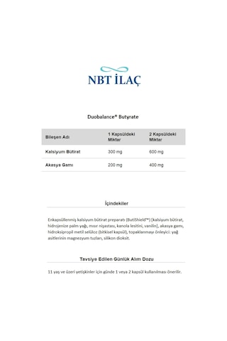 Nbtlife Duobalance Butyrate 30 Kapsül