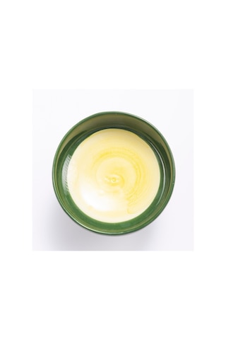 Eğimli Yüksek Seramik Mama Kabı 350 Ml- Yeşil Sarı Desen