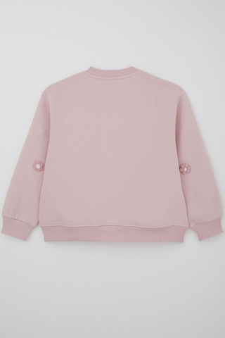 Locoloco Kız Çocuk Sweatshirt Çiçek Motifli 9-14 Yaş, Pembe Pembe