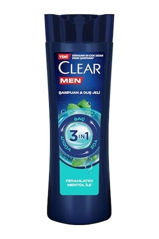 Men 3 İn 1 Şampuan &amp Amp Duş Jeli Ferahlatıcı Mentol Etkisi Saç Yüz Vücut İçin 350 Ml