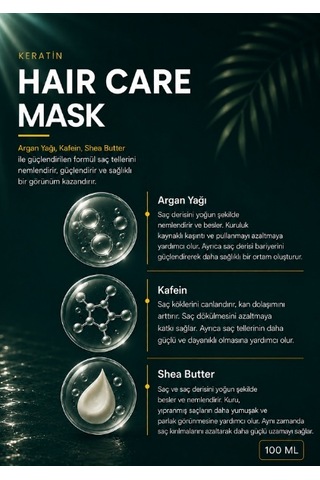Louvess Argan Yağı Shea Butter Kafein Keratin Saç Bakım Maskesi 150 ML
