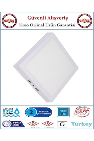 Zmr Sıva Üstü Kare Led Armatür - 24 Watt - 2050 Lümen - Beyaz