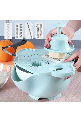 Çok Fonksiyonlu Salata Aparatı - Süzgeçli Doğrayıcı Kase Renkli