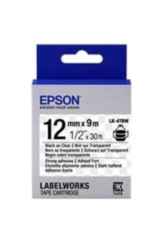Epson Lk-4tbw Güçlü Yapışkanlı Şeffaf Üzeri Siyah 12mm 9metre Etiket Kdo Diğer