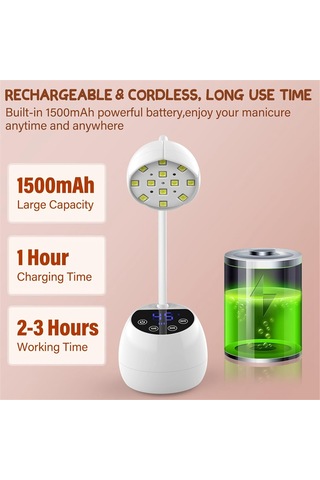 Xurunkeji Jel Tırnaklar İçin 36w Mini Uv Işıklı Kablosuz Uv Led Tırnak Lambası, Akıllı Sensör Ve 4 Zamanlayıcı İle Şarj Edilebilir Tırnak Kurutucuları