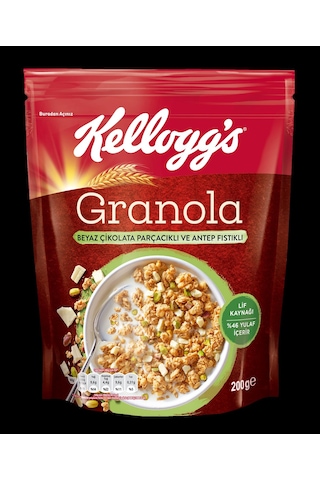 Kellogg's Beyaz Çikolata Parçacıklı Antep Fıstıklı Granola 200 G