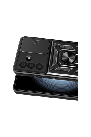 Samsung Galaxy Uyumlu A57 5g Pars Lens Yüzüklü Silikon - Siyah