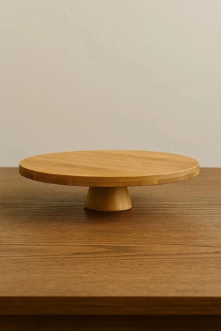 Oval Ayaklı Bambu Sunum Standı Doğal Ve Şık 24,5 5,5 Cm Sunum Tabağı 2 Parça Set Bambu