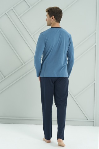 Erkek Interlok Penye Uzun Kol Pijama Takımı 2214 Petrol01 Petrol01
