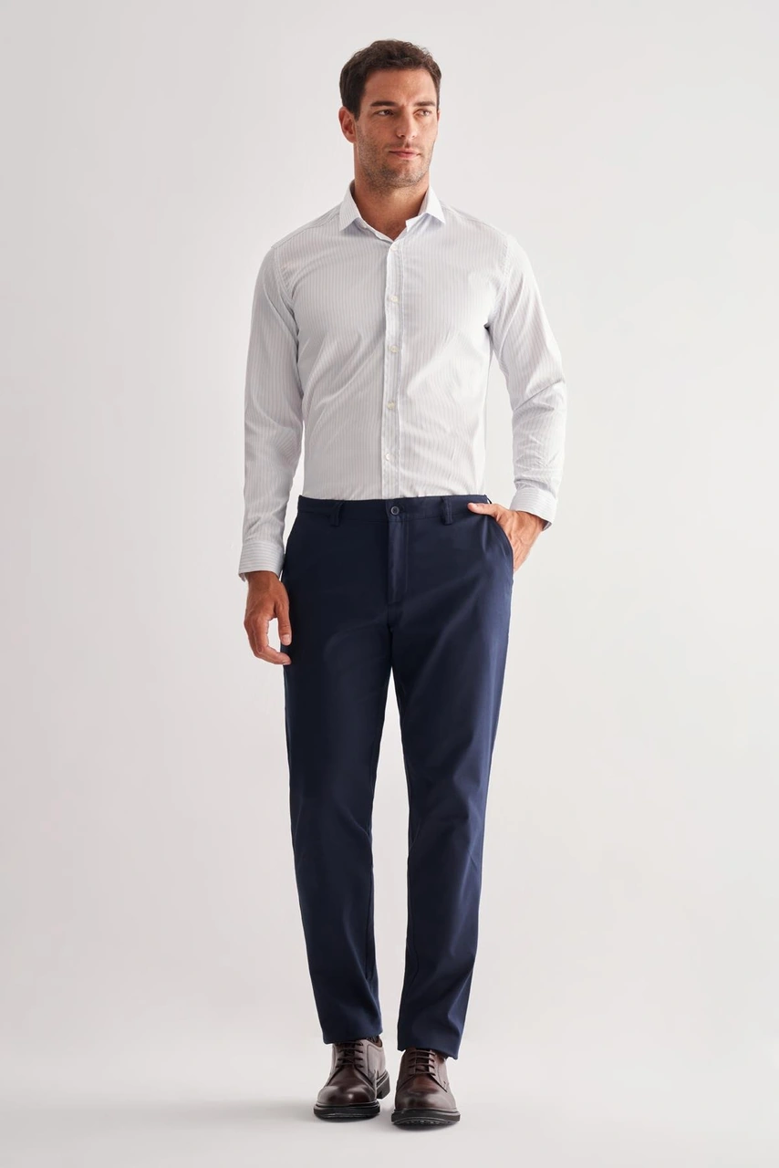 İmza Lacivert Yan Cep Düz Paça Pamuklu Comfort Fit Chino Casual Pantolon 1003255167 Lacivert