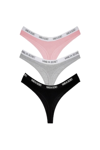 Vanilya Secret Kadın Beli Bant Lastikli Pamuklu Tanga 3'Lü Paket Çok Renkli Vanilya Secret Kadın Beli Bant Lastikli Pamuklu Tanga 3'Lü Paket Çok Renkli