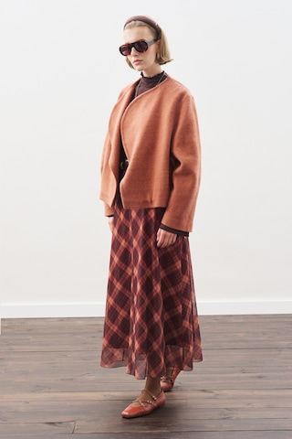 Desenli Tül Etek Kahverengi Ekose Kahverengi Ekose