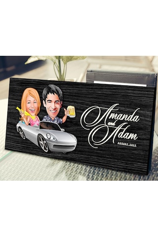 Bk Gift Kişiye Özel Sevgililer Karikatürlü Antik Siyah Ebony Ahşap Tabela-53, Dekoratif Tabela, Rustik Ev Dekorasyonu, Duvar Dekoru