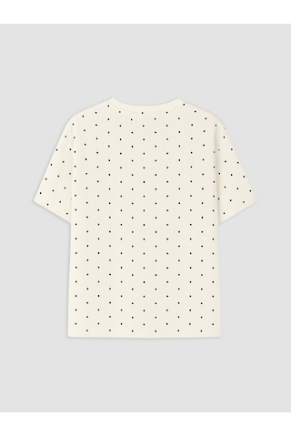 Lcw Dream Ekru Bisiklet Yaka Puantiyeli Pijama Üst
