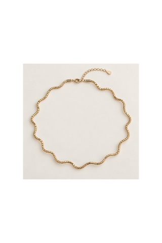 Aura Collection Ondine Dorika Model Dalgalı Gold Choker Kolye Altın Altın