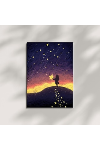 Gökyüzünden Kayan Yıldız Temalı Mdf Tablo 20x28 Cm